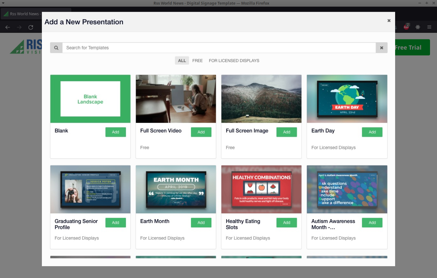 A screenshot of the Template Library window before improvements