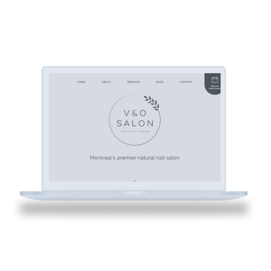 Screenshot of the V and O Salon Website homepage taken on February 13, 2019